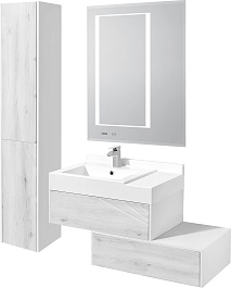 Акватон Тумба с раковиной Сакура 80 ольха наварра/белая – фотография-4